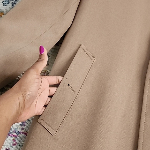 ☂London Fog Vintage 1970s Point Collar Trench Coat Tan Khaki Made in USA 42 Reg - Picture 12 of 16